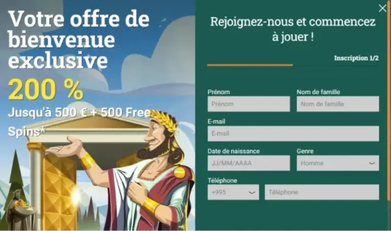 Parcours d’inscription Crésus Casino